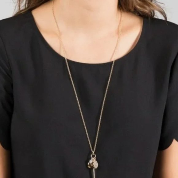 NEW Camilla Charm Necklace - Long Gold & Crystal Charm Necklace 16" - Picture 3 of 6